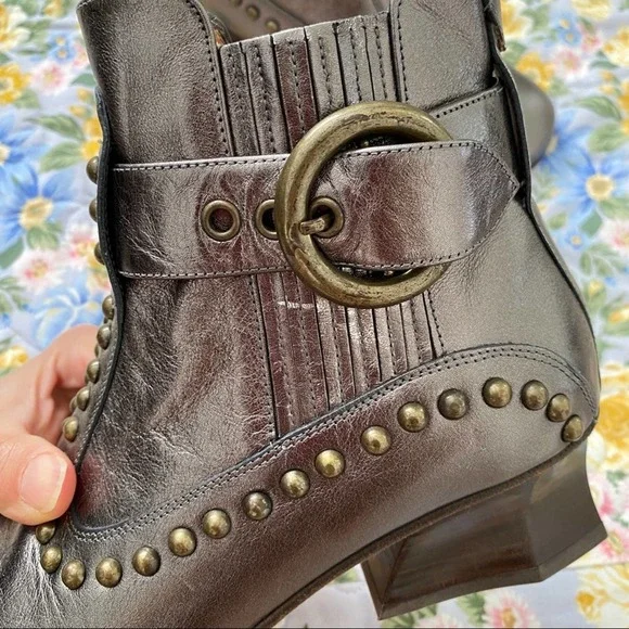 Coach Chelsea Heeled Boot Metallic Smog Size 5.5 - Picture 5 of 13